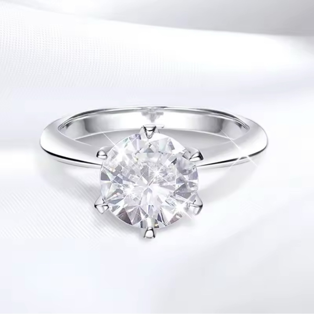 925 Sterling Silver Set “White Gold Look” Moissanite Rings for Women Size 7.5 - Picture 16 of 17
